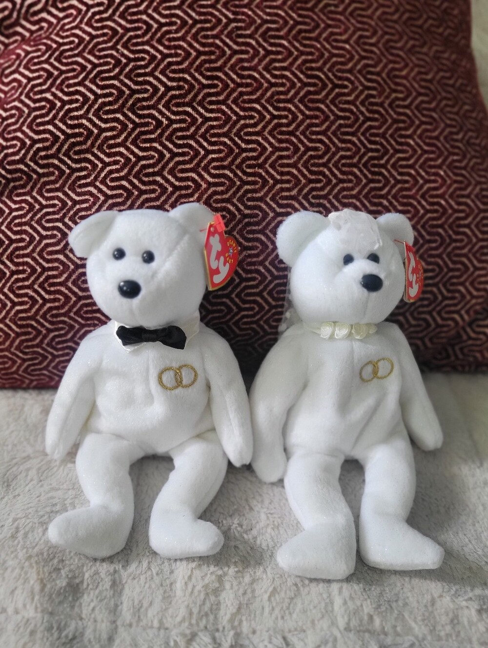 Ty White Wedding Bear Couple Plush Set - Bride & Groom